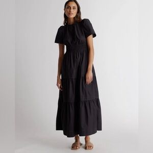 New w. Tags Quince 100% Cotton Black Tiered Maxi Dress